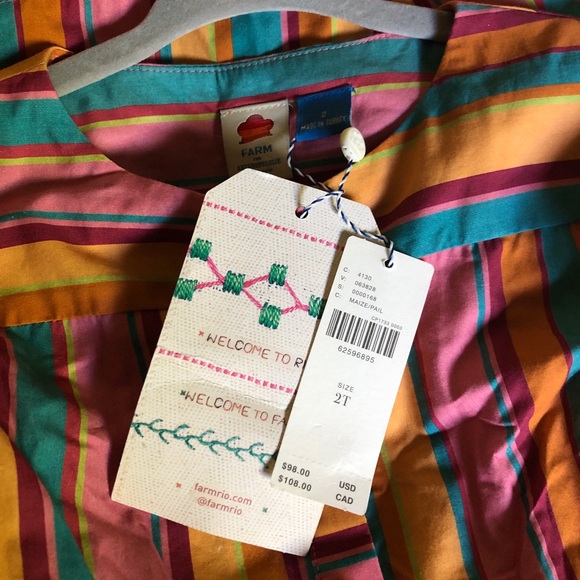 Anthropologie FARM Rio Rainbow Stripe Tassel Dress Kids Girls 2T NWT - Picture 8 of 11